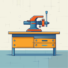 Pixel Art Illustration of a Vise Grip on a Workbench