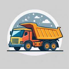 Yellow And Orange Dump Truck Under Cloudy Sky