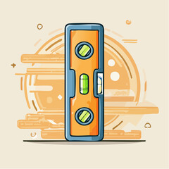 Orange And Blue Spirit Level Tool On Abstract Background