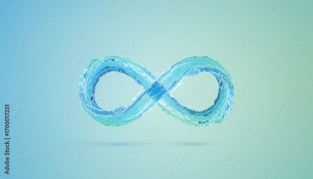 Aufkleber glowing minimal water flow in an infinity loop design with a calming aesthetic ideal for modern back