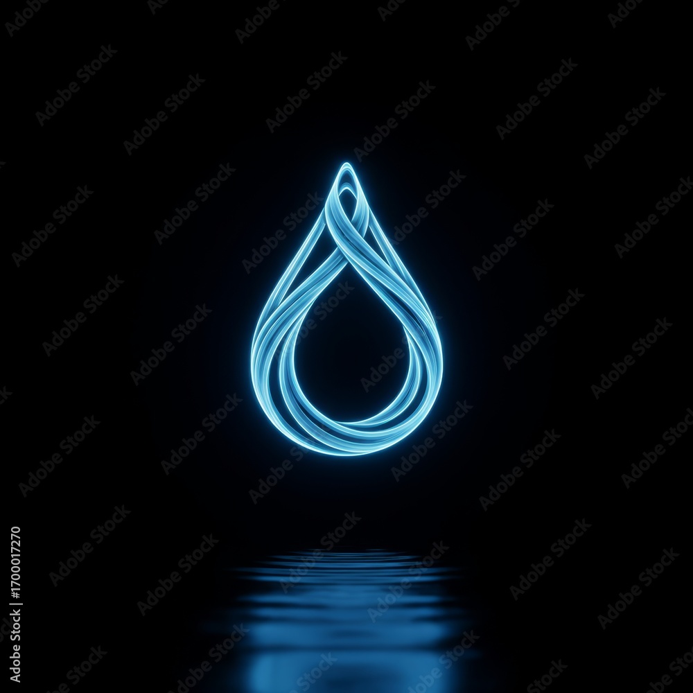 Poster minimalist glowing water droplet icon floating above calm surface in ultra hd with upscale 4x resolu