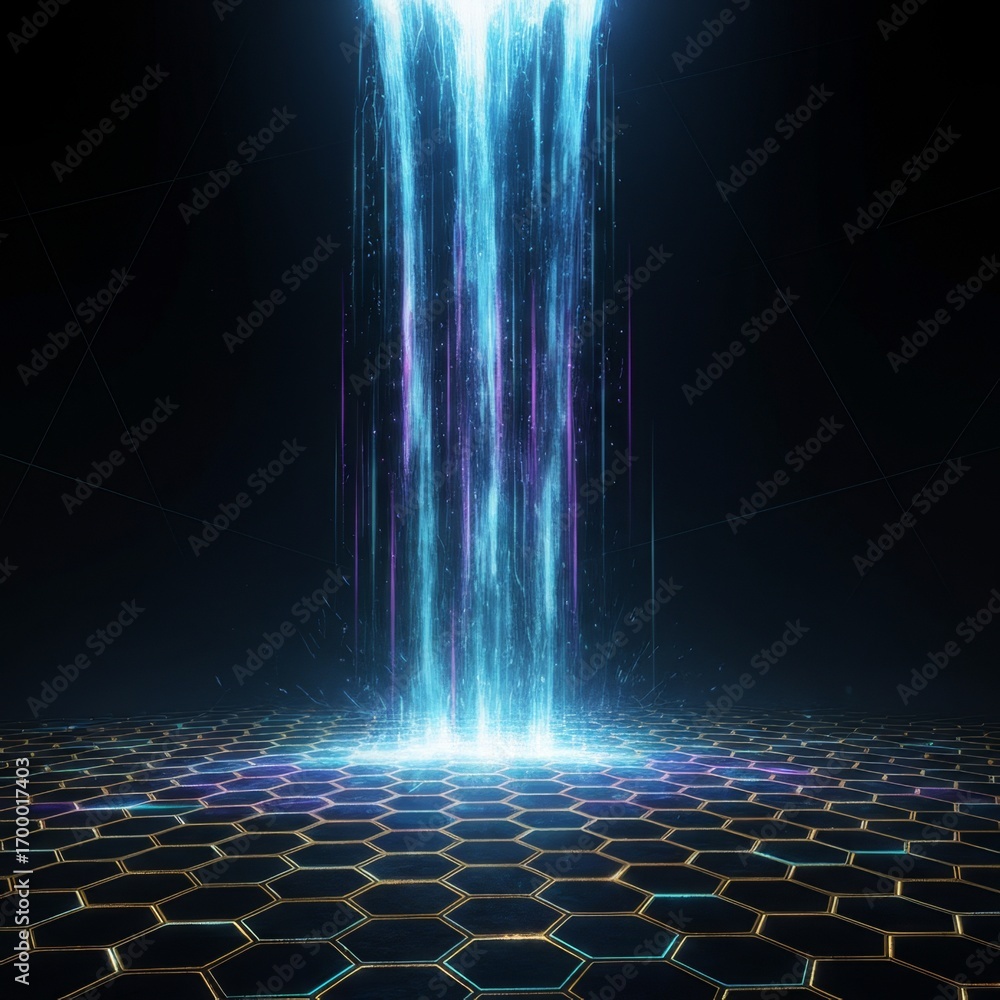 Aufkleber abstract glowing waterfall flowing energy in an upscale setting creating a stunning visual experienc