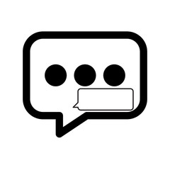 Speech bubble icon with three dots and a small text box