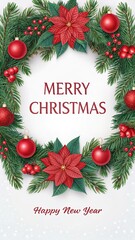 Merry christmas and happy new year greeting card