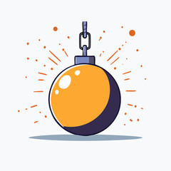 Orange Wrecking Ball Hanging From Chain With Sparks