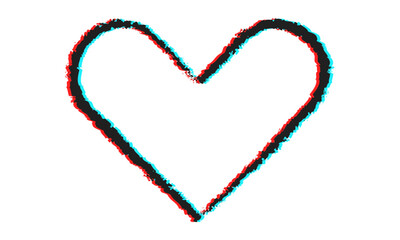 Hand drawn heart shape with glitch effect