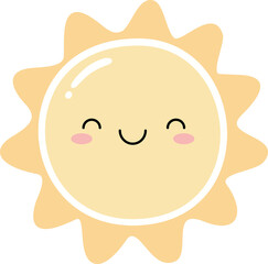 Cute Smiling Sun Cartoon Illustration
