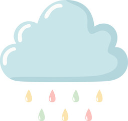 Cute Cloud with Colorful Raindrops Illustration