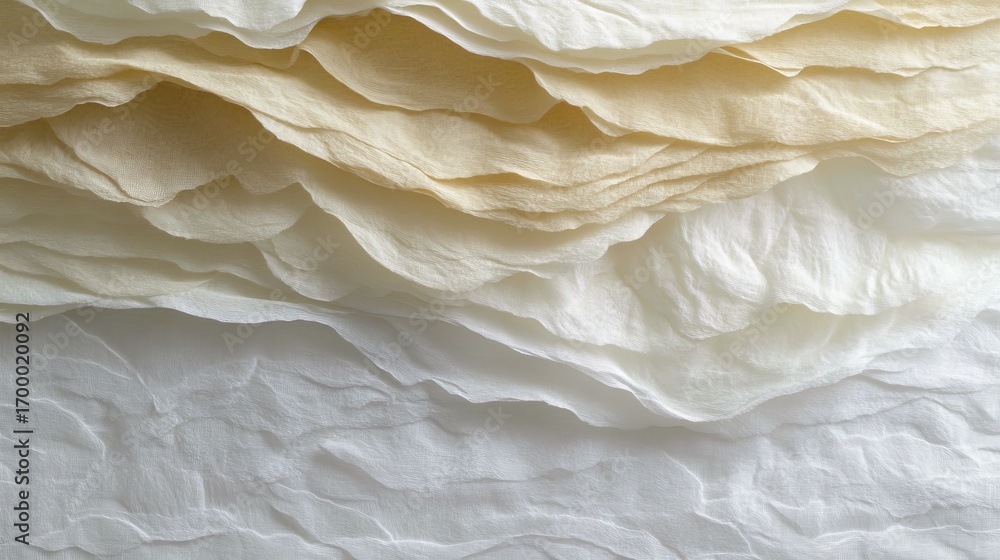 Poster elegant layers of cream and white fabric create abstract textile art with soft visual texture