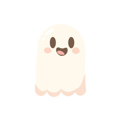 Cute smiling ghost vector illustration. Perfect for Halloween designs, party invitations, stickers, and seasonal decorations.
