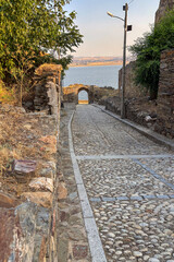 Wonderful sunset casting warm golden and orange hues over the charming village of Salvatierra de Tormes, Spain
