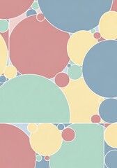 Whimsical circles and squares in pastel tones, abstract geometric art