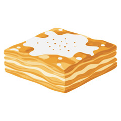 Bougatsa Greek sweet pastry flat color vector illustration template design