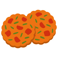 Tomatokeftedes Greek tomato fritters flat color vector illustration template design