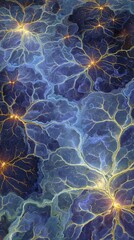 Abstract Blue And Gold Digital Art Pattern