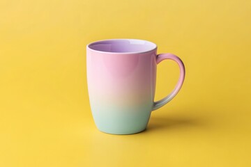 Colorful Mug With Gradient Design on Bright Yellow Background