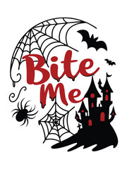 Funny Halloween Design With the Phrase “Bite Me”, Spooky Humor T-Shirt, Playful Typography Illustration, Festive Graphic Tee