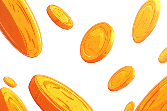 Falling Pixelated Gold Coins On Black Background