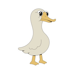 Cute Duck Mascot Retro Character Cartoon Illustration