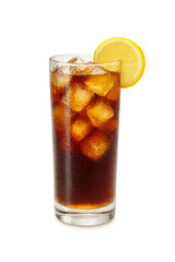 Glass of iced tea with lemon slice with transparent background PNG