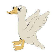 Cute Duck Mascot Retro Character Illustration
