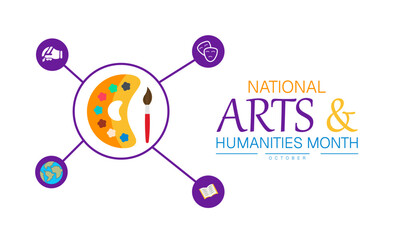 National Arts and Humanities Month Poster Banner and Background Abstract Design Template for Art Culture Literature History Education and Creative Awareness Campaign