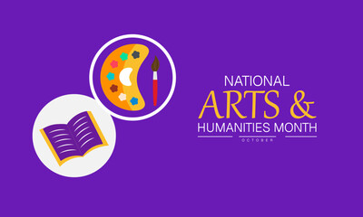 National Arts and Humanities Month Poster Banner and Background Abstract Design Template for Art Culture Literature History Education and Creative Awareness Campaign

