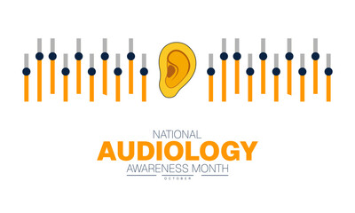 National Audiology Awareness Month Poster Banner and Background Abstract Design Template for Hearing Health Ear Care Medical Education and Awareness Campaign for web browser

