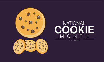 National Cookie Month Poster Banner and Background Abstract Design Template with Sweet Dessert Bakery Food Illustration for Cooking Festival Confectionery and food Campaign

