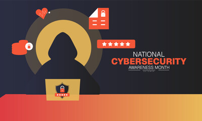 National Cybersecurity Awareness Month Poster Banner and Background Abstract Design Template for Online Safety Data Privacy Digital Protection Technology and Security Campaign

