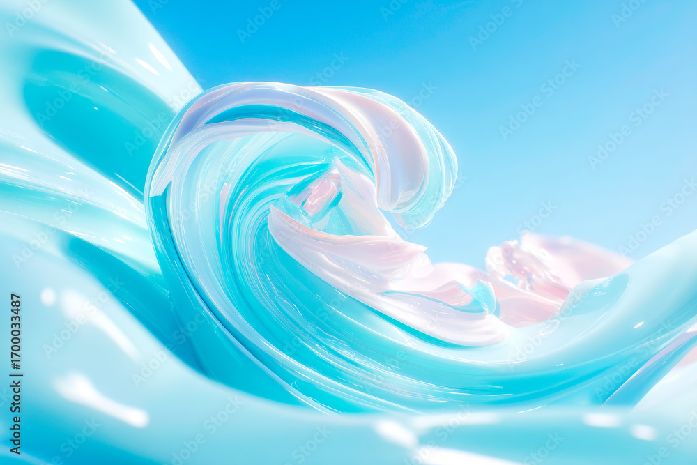 Poster an elegant abstract fluid wave design with a graceful swirling motion in a beautiful color combinati
