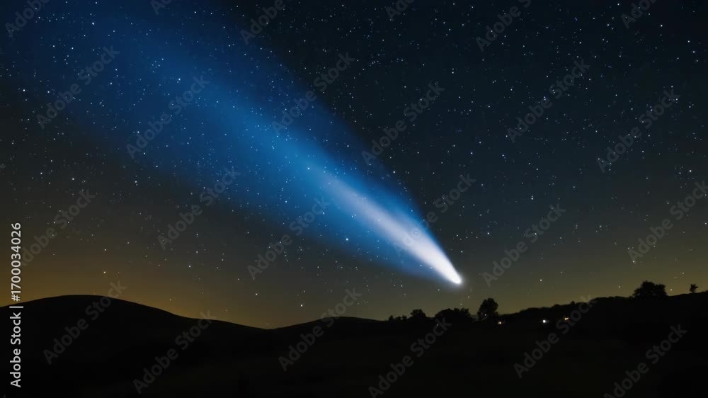 Wall mural a tranquil nighttime shot capturing comet hale-bopp in the vast expanse of a starry sky.