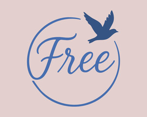 Free bird circle logo vector, minimalist flying