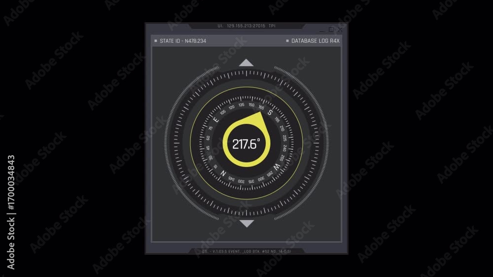 Aufkleber futuristic digital compass interface displays precise bearing and database log information