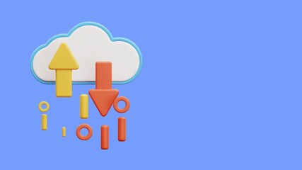 Cloud with up and down arrows showcasing data transfer, ideal for technology articles, presentations, and cybersecurity concepts for business use - Powered by Adobe