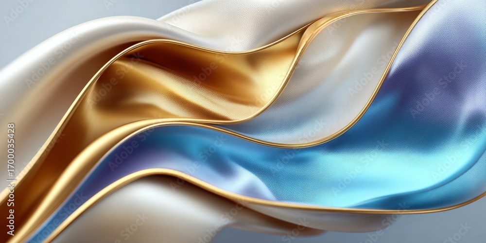 Poster elegant wavy metallic abstract swirl with fluid silk design for artistic backgrounds and web use