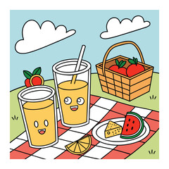 Create A Quirky Illustration Of Two Juice Glasses Rtsu
