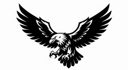 Black and White Eagle Logo Design with Bold Wings and Sharp Features for Symbolic Branding