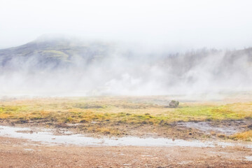 geothermal steam in Icelandic valley 