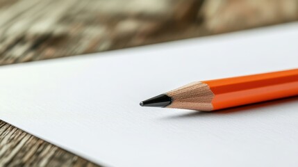 Fototapeta premium Creating ideas on blank paper with pencil on wooden table a creative workspace minimalist design perspective