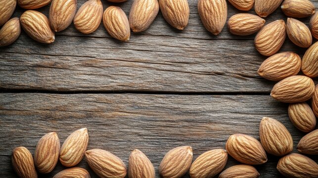 Arranging almonds on rustic wooden surface for creative efc standard design