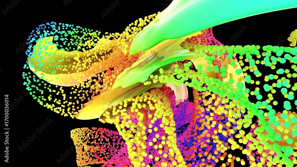 Poster colorful abstract particle flow