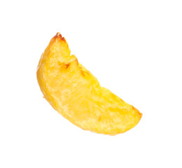 Piece of tasty baked potato isolated on white