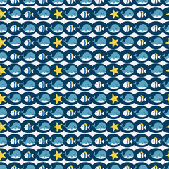Close up of a blue beaded fabric with scattered yellow star accents