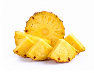 Whole Pineapple with Several Thin Slices Arranged Neatly beside it