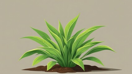 Fototapeta premium A vibrant illustration of a lush green plant with broad leaves and rich soil.