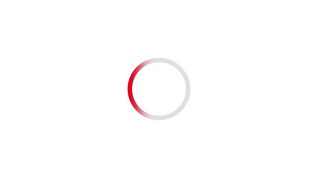 minimalist loading animation isolated on white background, featuring a red circle partially filled, suggesting progress or waiting, ideal for user interface design and website development projects.