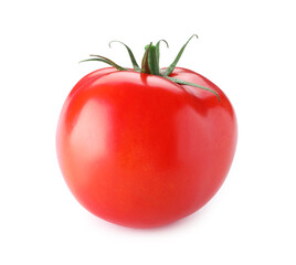 One ripe red tomato isolated on white