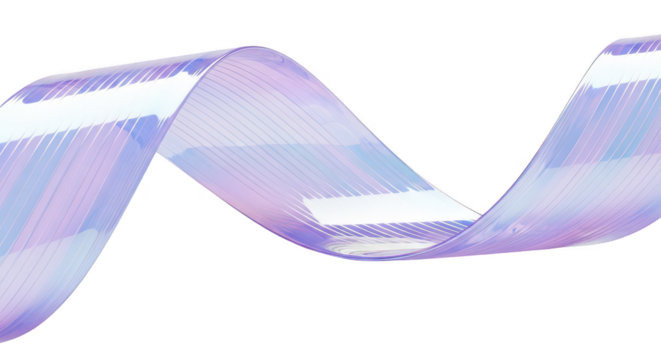 Iridescent ribbon with pastel colors isolated on transparent background