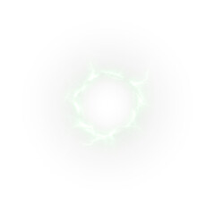 A vibrant green lightning bolt enclosed in a circle against a black background